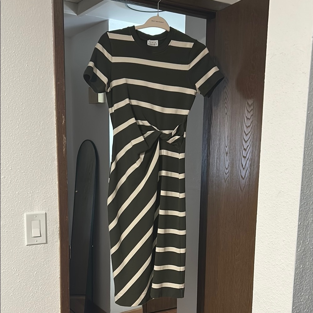 Tanya Taylor White and Green Sheath Midi Dress